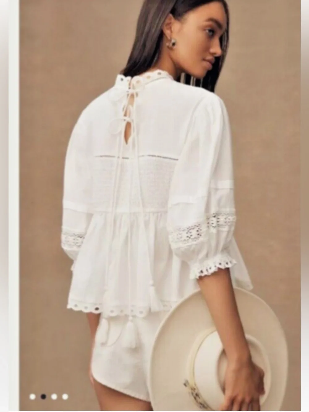 Anthropologie Forever That Girl White Eyelet Babydoll Top Let Me Be Size XS